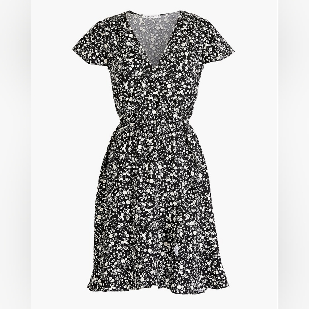J. Crew Printed Ruffle Faux Wrap Dress Size XS